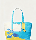 Landscape Print Large Capacity Beach Tote Bag with Two-Tone Shoulder Straps