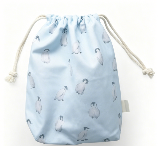 Pastel Fruit Print Drawstring Storage Bag with Knotted Rope Cord Closure