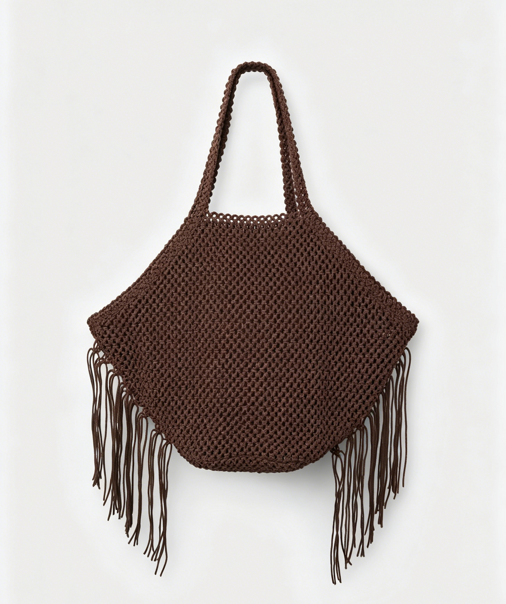 Knitted Beach Shoulder Bag with Wide Braided Handles