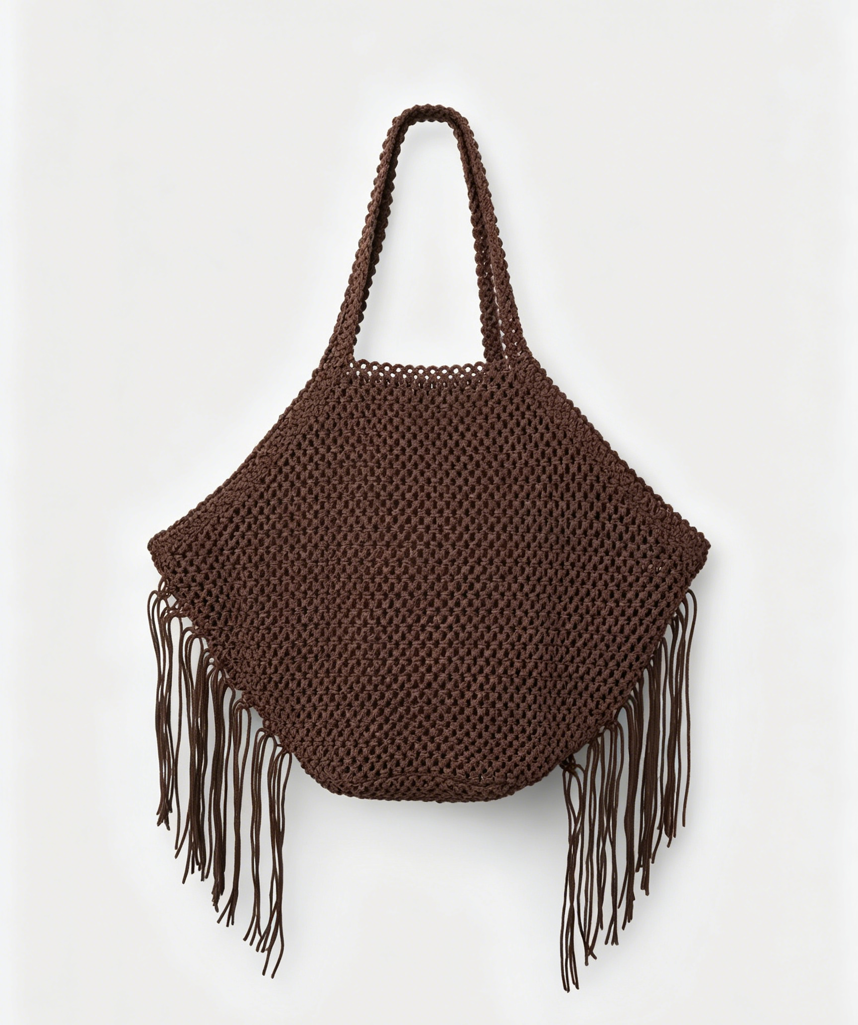 Knitted Beach Shoulder Bag with Wide Braided Handles