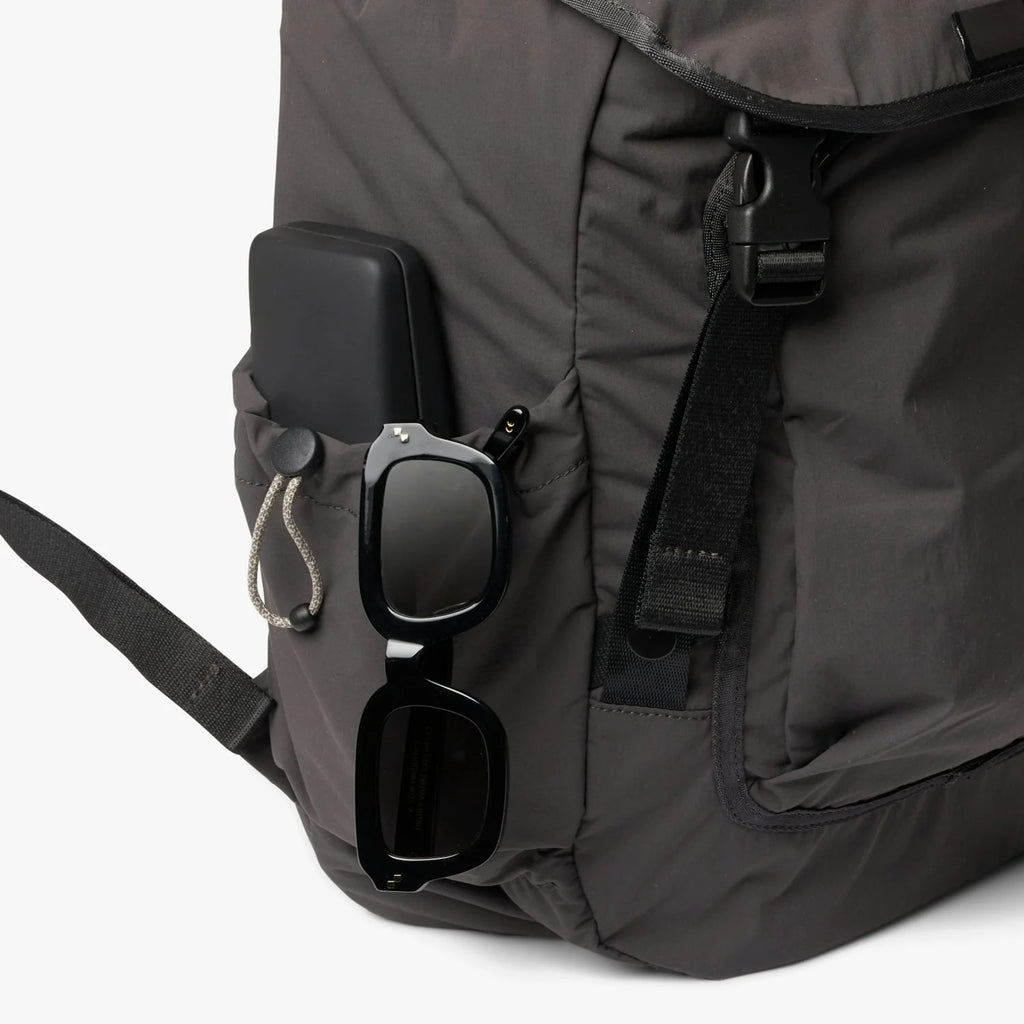 Foldover Drawstring Daypack with Buckle & Side Pocket Details