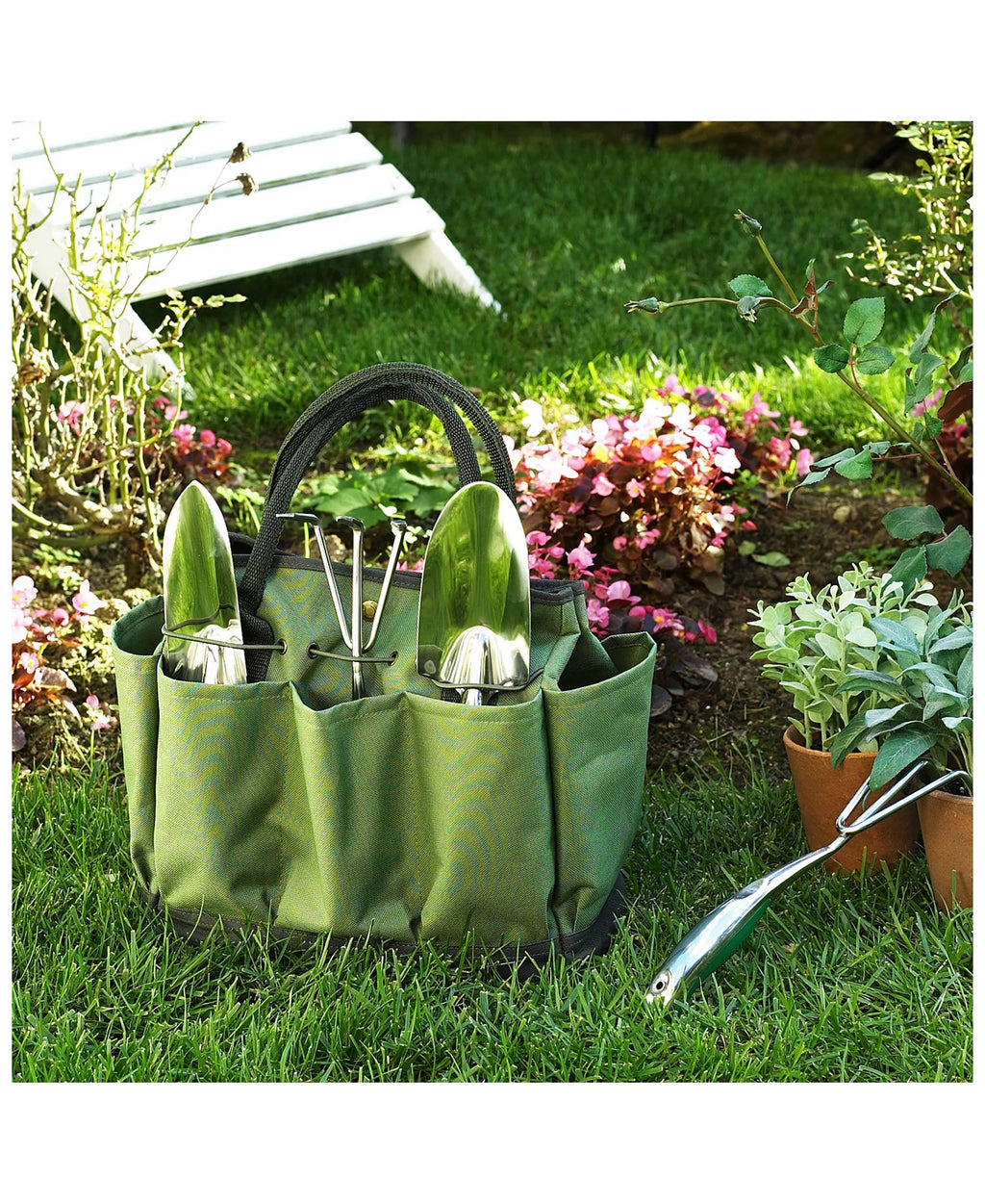 Geometric Print Multi-Pocket Gardening Carry Bag with Hand Grip Accessories