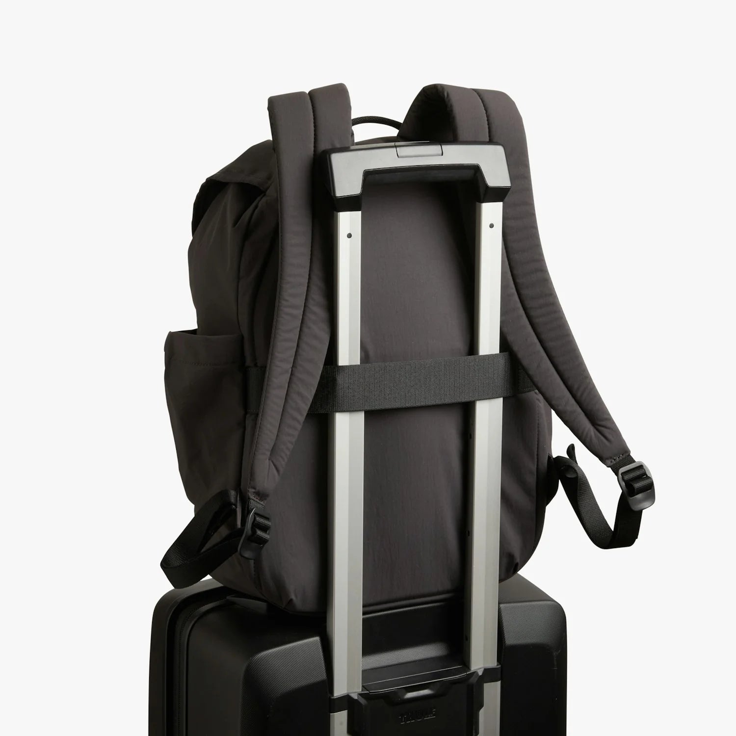 Foldover Drawstring Daypack with Buckle & Side Pocket Details