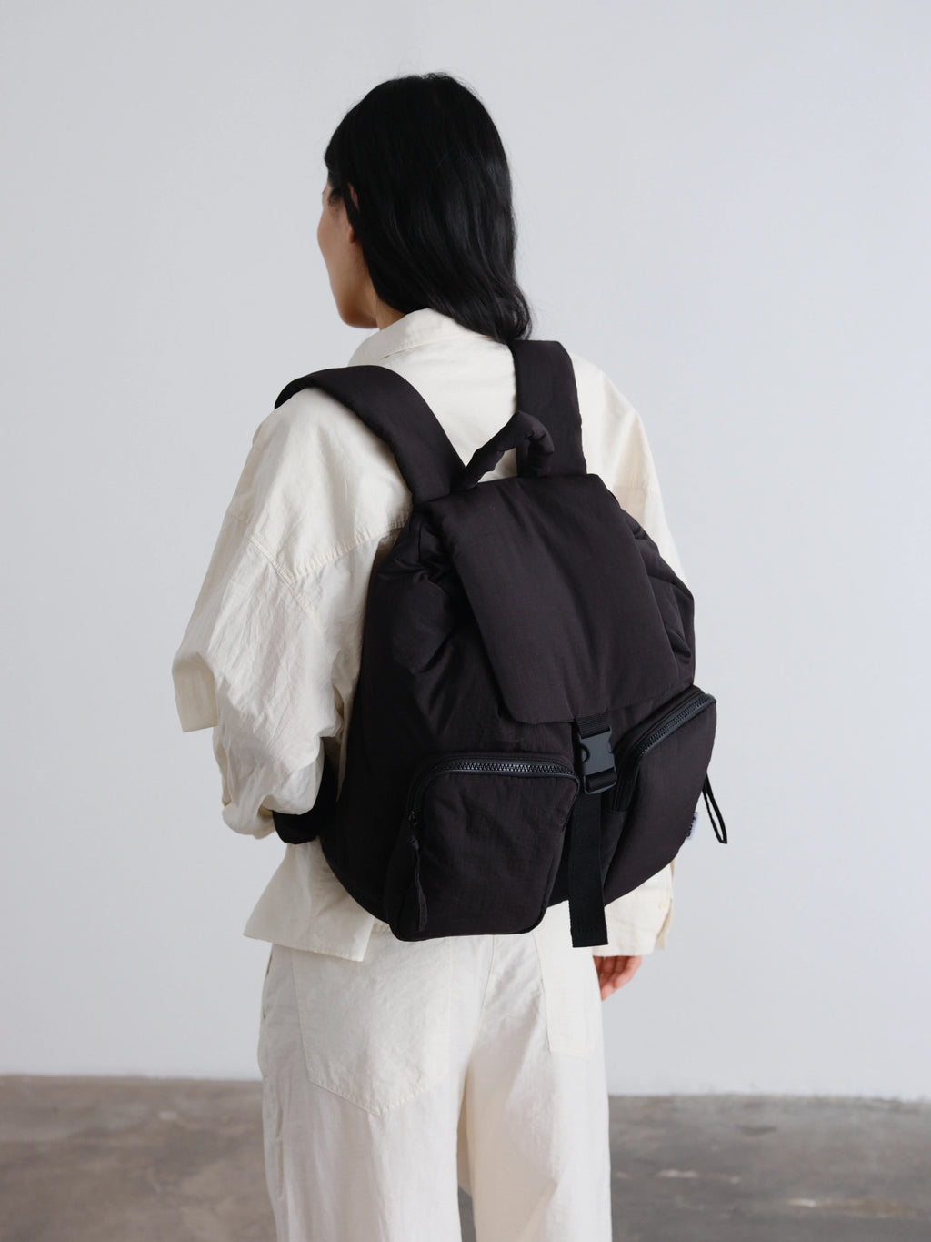 Multi Shade Padded Flap Backpack Bag with Adjustable Buckle Strap Hardware Accessories