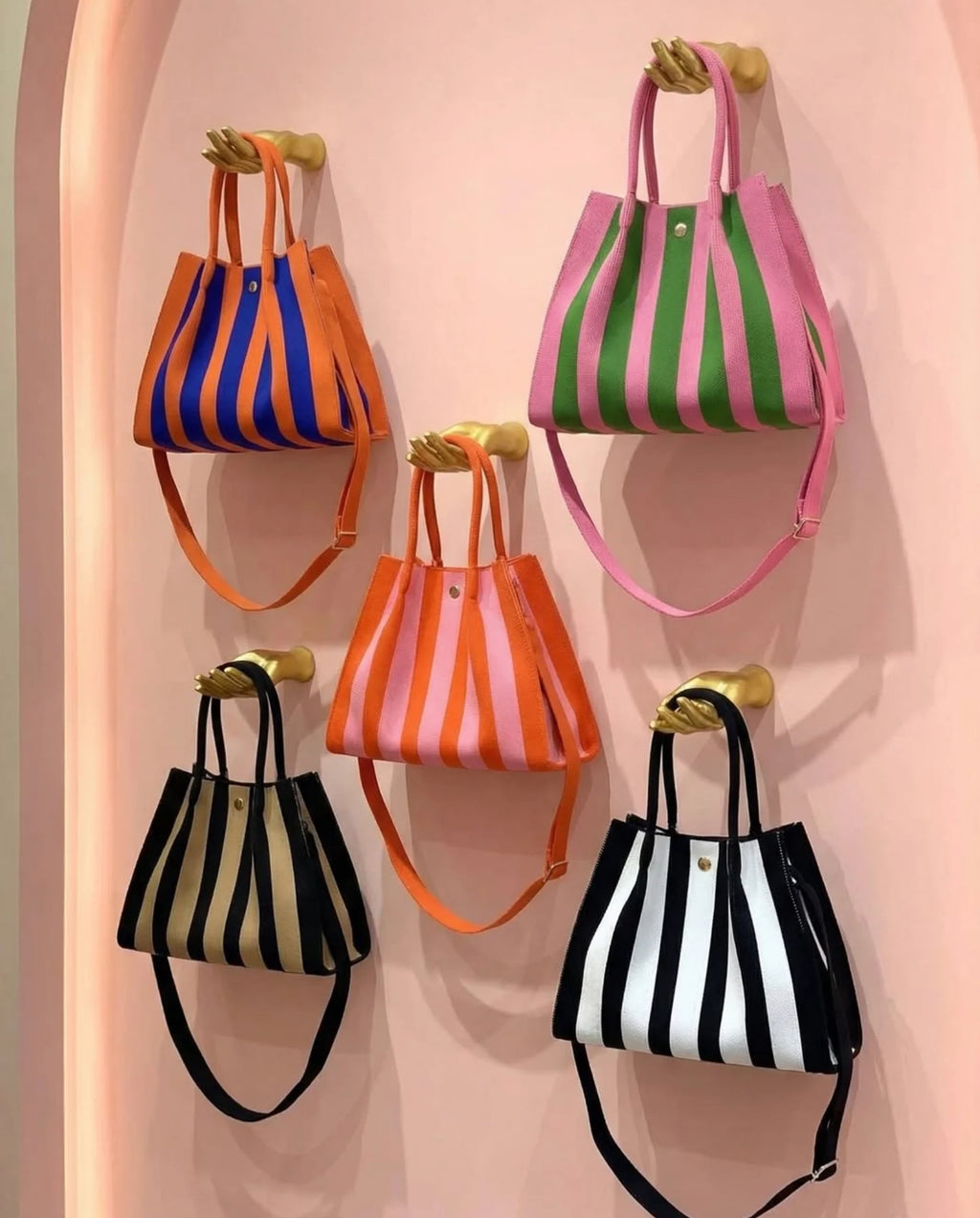 Sustainable Striped Reusable Daily Shopping Tote Bag