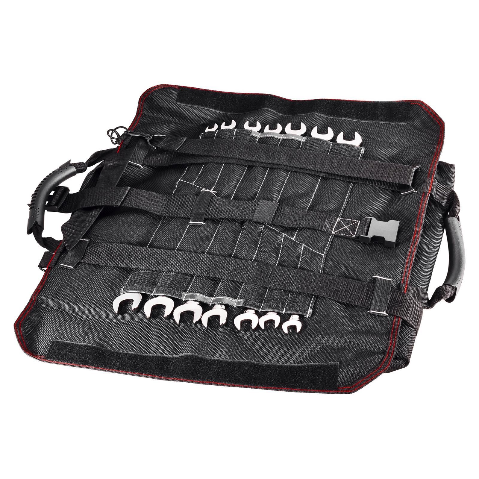 Black Roll-Up Tool Collector Bag with Rubber Handle & Buckle Strap Accessories