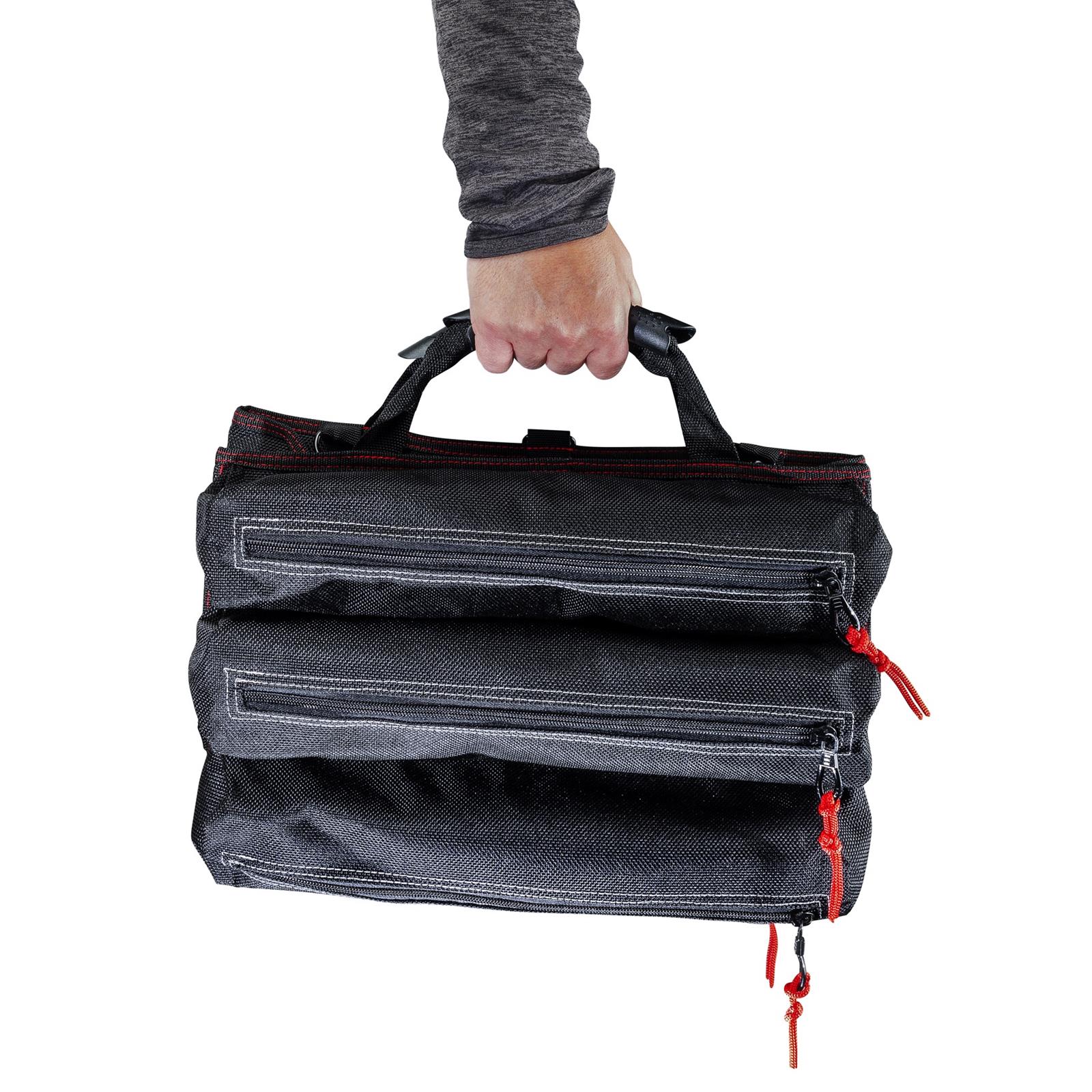 Black Roll-Up Tool Collector Bag with Rubber Handle & Buckle Strap Accessories